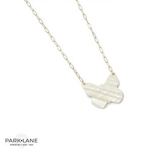 Park Lane Gold Chain Necklace with White Mother-of-Pearl Butterfly